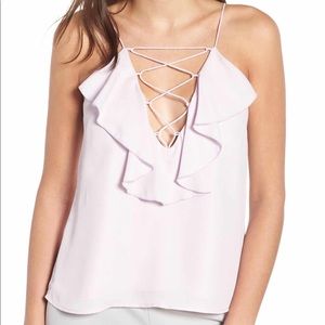 WAYF - Lace Up Ruffle Cami in Lilac, Size M - NWT!